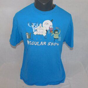 Cartoon Network Regular Show Characters Mens L Blue Graphic T Shirt
